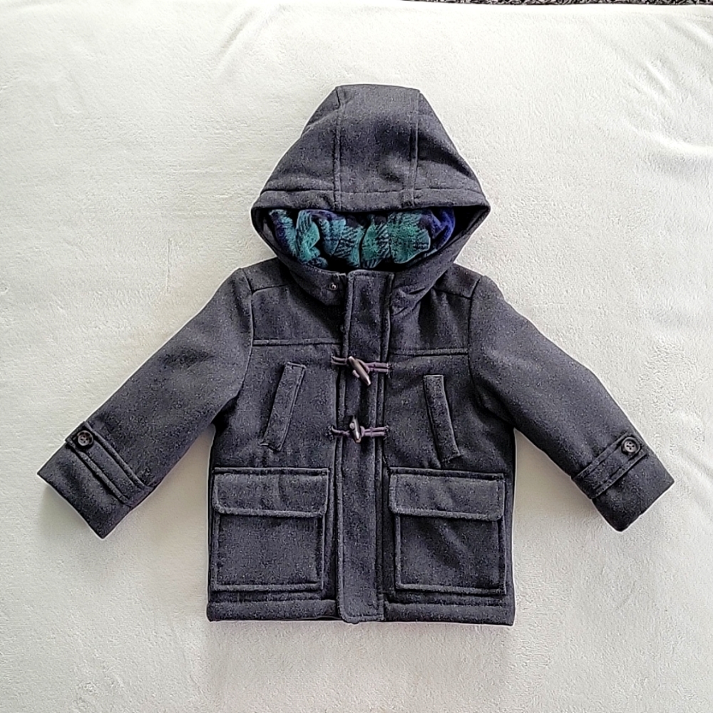 Carter's 2T faux wool hooded toggle pea coat grey